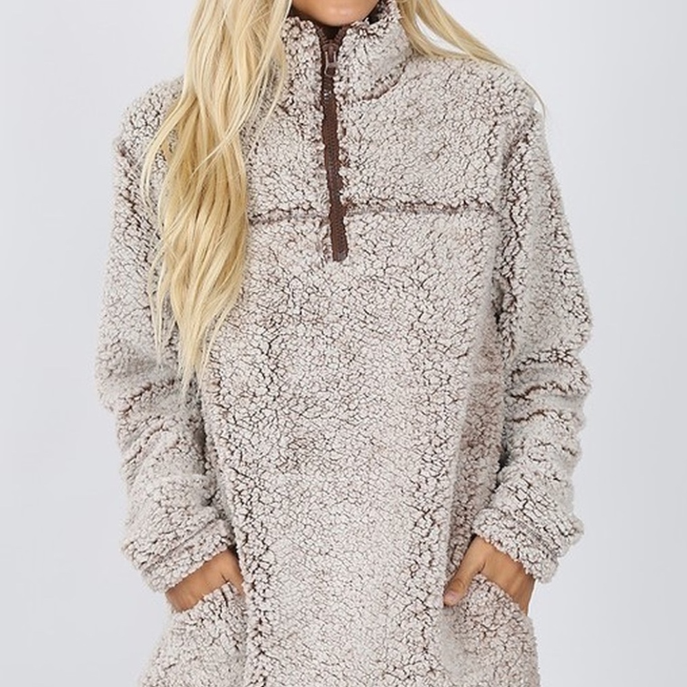 SOFT SHERPA QUARTER ZIP WITH SIDE POCKETS